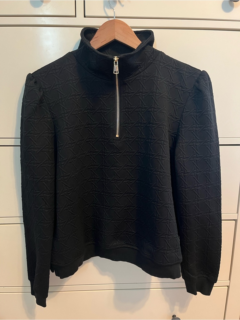 Black Quilted Half-Zip Pullover Sweatshirt SSYS